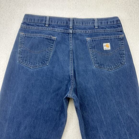 Carhartt Jeans Mens 38 X 34 Blue Denim FR Flame Resistant Straight Leg Workwear - Picture 11 of 12